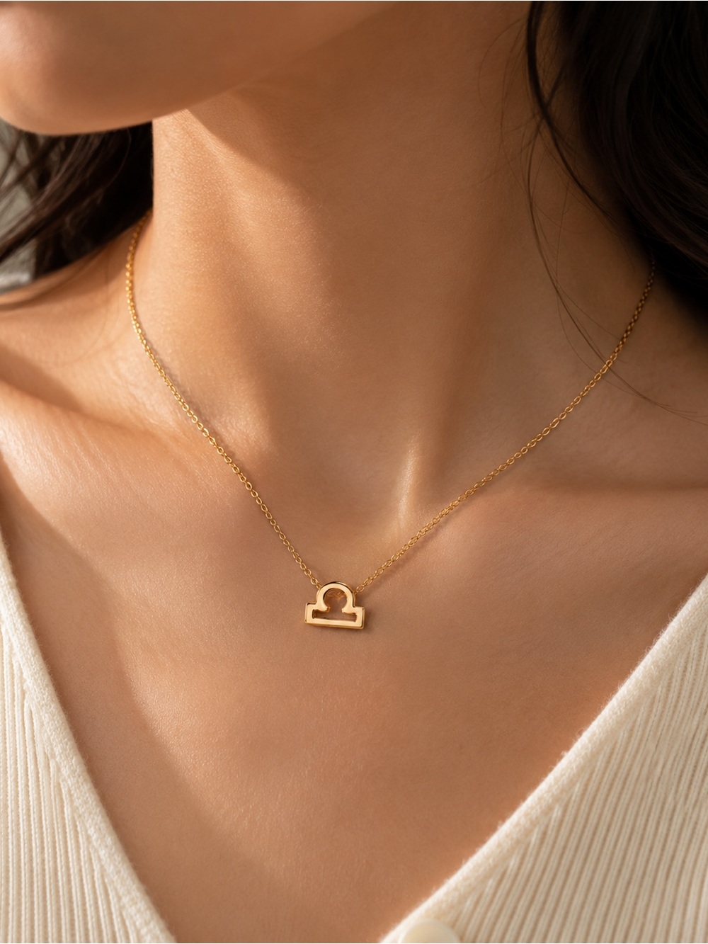 Gold Libra Zodiac Pendant Necklace - Women's Jewelry